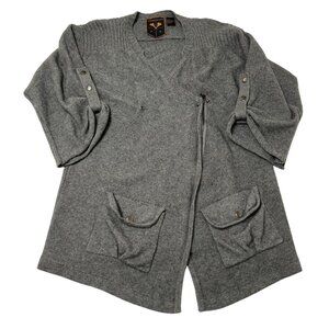 Jamison Wool Cashmere Zip Cardigan in Grey